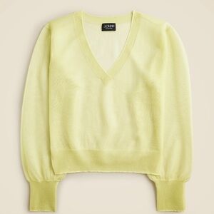 Never Worn J.Crew V-Neck sheer Sweater in chartreuse with tags. Size XS.